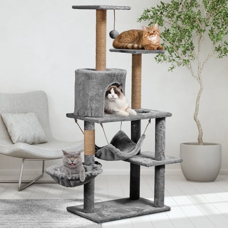 ZephyPaws 52in 5-Level Cat Tree Towers for Large Cat with Scratching Post,Condo,2 Perches,Gray