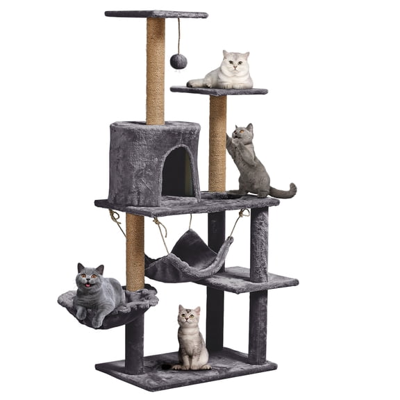 ZephyPaws 52in Large Cat Tree for Large Cat,Multi-level Cat Tower with Cat Scratching Post,Perch for Indoor Cat,Gray