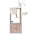 thumbnail image 1 of ZephyPaws 65" Modern Cat Tree with Litter Box Enclosure, Condo Tower with Scratching Posts, Feeding Bowl & Removable Pompom Toys, White & Gray, 1 of 11