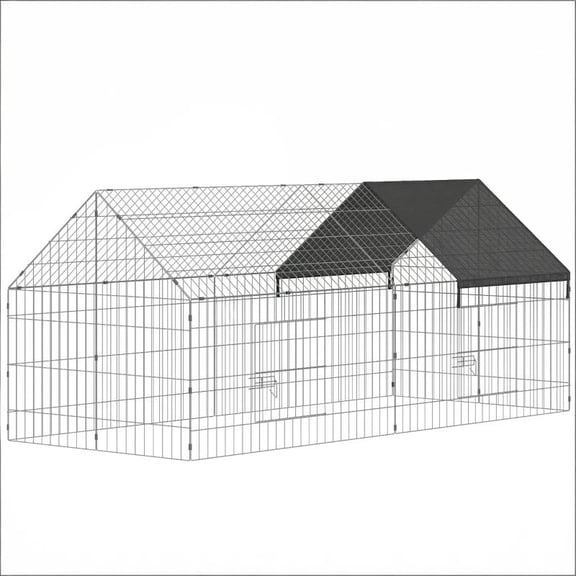 ZephyPaws 71"30"Chicken Coop,Chicken Run Pen for Yard with Cover Outdoor Metal Portable Chicken Tractor Cage Enclosure Crate Outside for Small Animals Duck Rabbit Hen,Gray