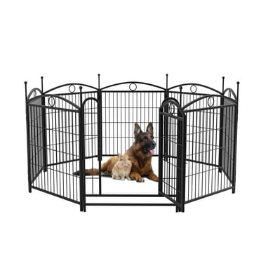 ZephyPaws 8 Panel 32" Height Dog Playpen with Doors,Heavy Duty Metal Outdoor Playpen for Dogs,Black