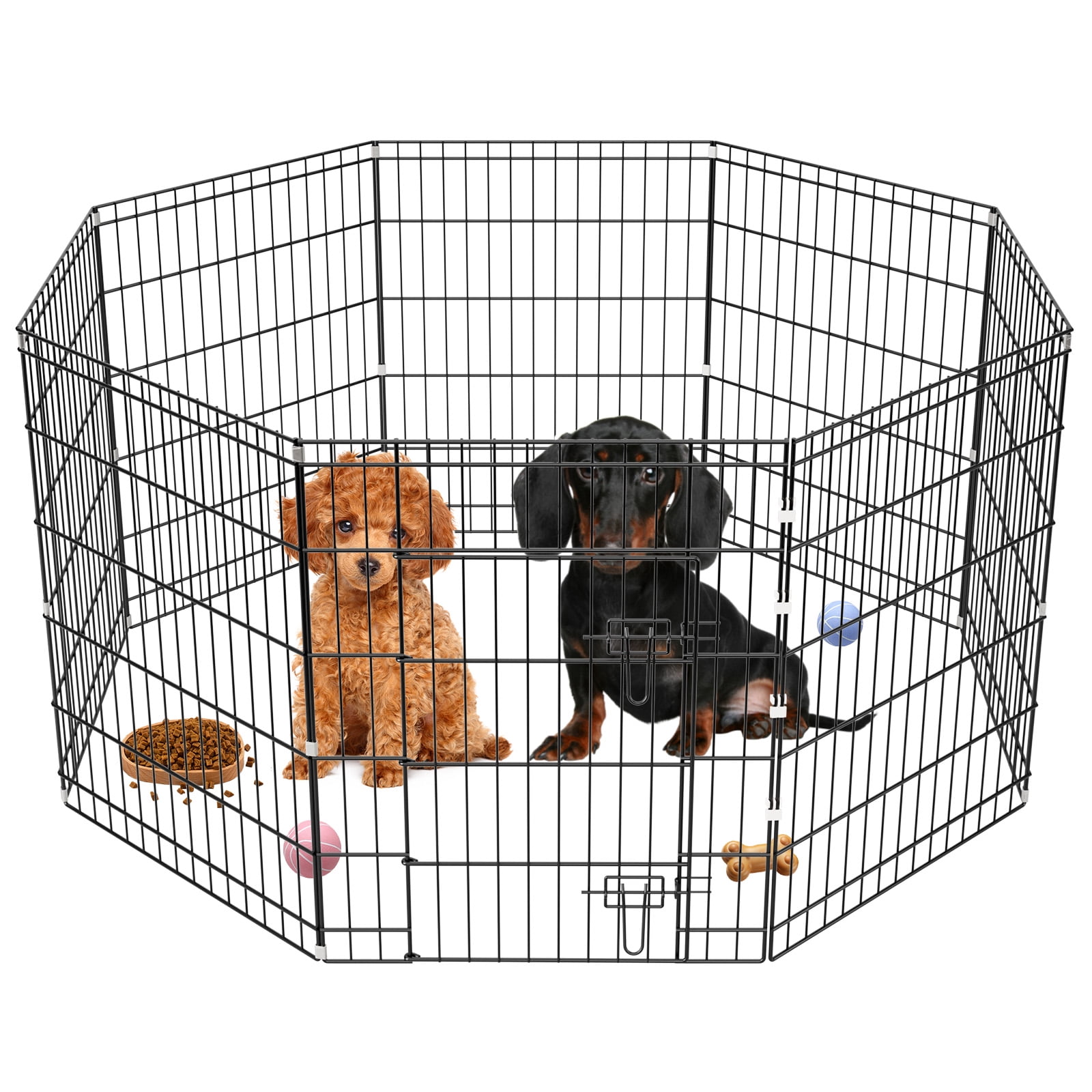ZephyPaws 8 Panels Metal Foldable Dog Playpen for Medium Dog,Pop-up Dog Pen for Indoor,Pet Fence with Door,24"x30"