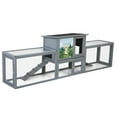 thumbnail image 1 of ZephyPaws 95" Wooden Rabbit Hutch Bunny Cage,Pet Playpen House Enclosure with Double Side Run Boxes,No Leak Tray,Ramp for Guinea Pig and Small Animals,Gray, 1 of 13