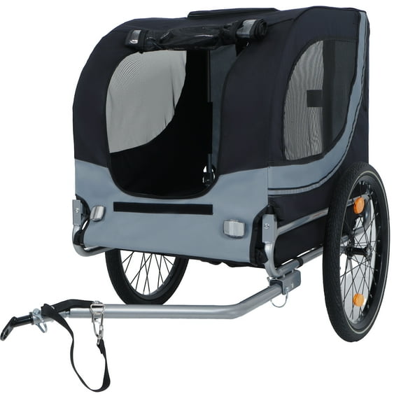 ZephyPaws Bike Dog Trailer,Carrier for Small and Large Pets up to 66 lbs,Easy Folding Cart Frame,Quick Release Wheel, Universal Bicycle Coupler,Washable Non-Slip Lining,Black Gray