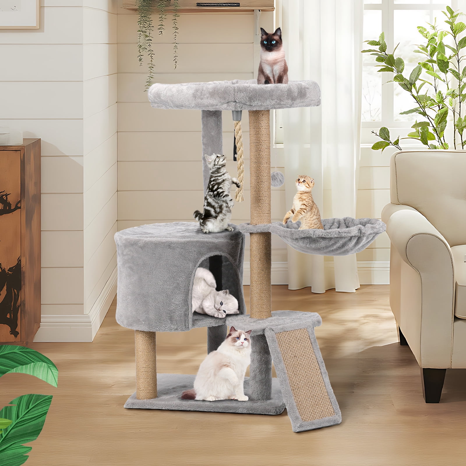 ZephyPaws Cat Tree, 40 Inch Cute Cat Tree Kitten Cat Tower for Indoor Cat Condo Sisal Scratching Posts with Jump Platform Cat Furniture Activity Center Play House