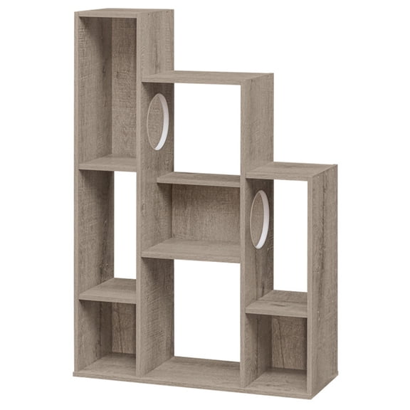 ZephyPaws Cat Tree Bookshelf,Stylish Multi-Level Cat Climbing and Hiding Shelf, Space-Saving Bookshelf with 3 Levels,Cat Furniture,Gray