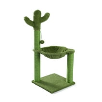 ZephyPaws Cat Tree Cat Scratching Post 36.9 inch with Hammock Play Tower Full Wrapped Sisal Scratching Post,Green