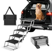 ZephyPaws Collapsible Dog Stairs for Large Dogs Extra Wide,5 Steps Folding Dog Steps for Car Truck SUV 18 Wide,Heavy Duty Pet Loader Ramp Ladder Portable with Non Slip Surface,up to 150lbs