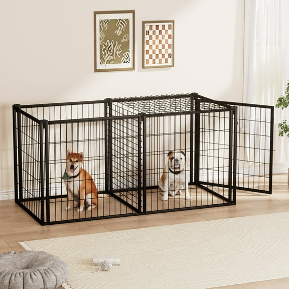 ZephyPaws Dog Crate 63" Dog Kennel for Small Medium Dogs,Safe Indoor & Outdoor XL Big Puppy Cage, Pet Playpen Yard, Dog Fence Playpen Easy Assembly,Black.63"L x 29.9"W x 31.9"H