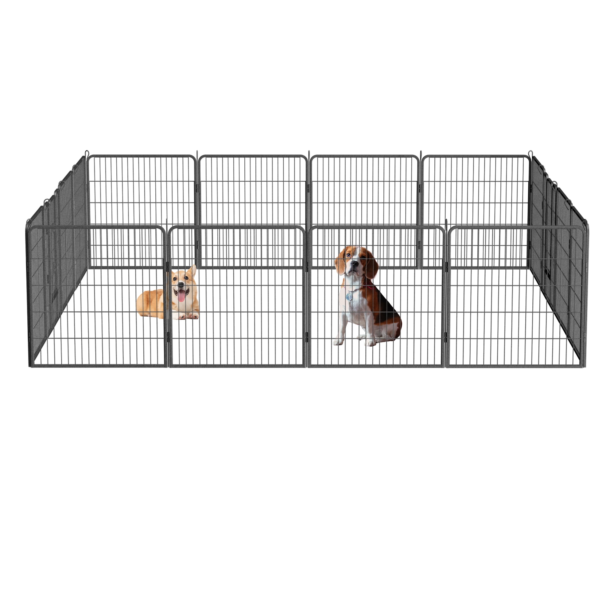 ZephyPaws Dog Pens Outdoor 32" Height Foldable 16 Panels Heavy Duty Metal Portable Fence,Black