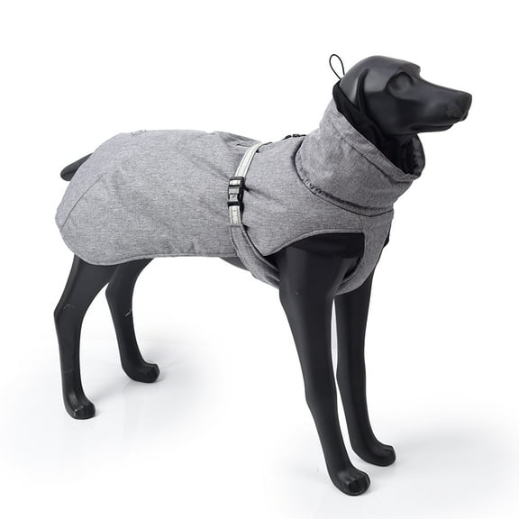 ZephyPaws Dog Winter Jackets,Reflective Turtleneck Winter Coats for Dogs, Warm Windproof Dog Coats for Large Dogs Gray L