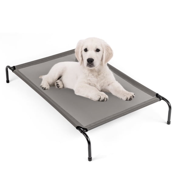 ZephyPaws Elevated Raised Cooling Cots Bed for Large Dogs, Portable Indoor & Outdoor Pet Hammock , Frame with Breathable Mesh, Grey,43*26*8in