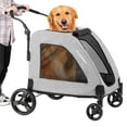 thumbnail image 1 of ZephyPaws Extra-Large Dog Stroller for Large Dogs Up to 160lbs for for 2 Medium Dogs,Foldable Dog Wagon with Adjustable Handle & Breathable Mesh,4 Wheels Pet Stroller,Gray, 1 of 7