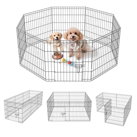 ZephyPaws Foldable 24 Inch Dog Playpen with Door - 8 Panel Metal Puppy Pen for Small & Medium Pets, Indoor & Outdoor Pet Fence, Portable Exercise Pen for Dogs, Puppies, Rabbits