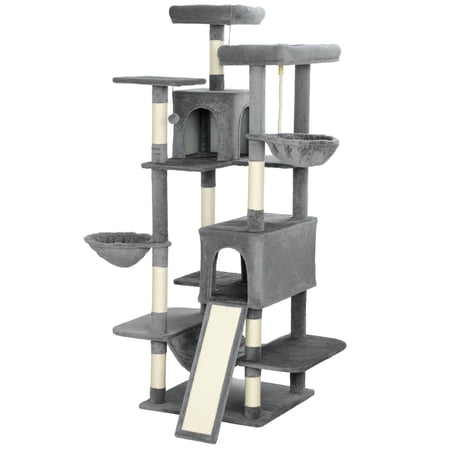 ZephyPaws Heavy Duty Cat Tree,70 inch Sturdy Cat Tree for Indoor Cats Extra Large Cat Tower with Scratching Post,Hammock,Cat Condo for Adult Cats Kittens,Light Grey