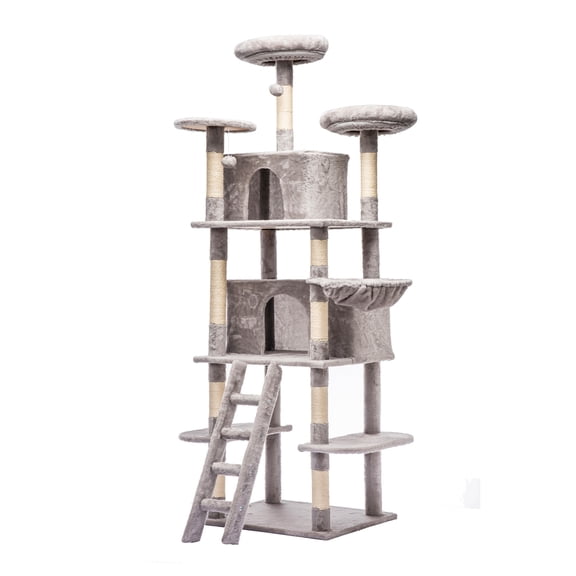 ZephyPaws Heavy Duty Cat Tree,71 inch Sturdy Cat Tree for Indoor Cats Extra Large Cat Tower with Scratching Post,Hammock,Cat Condo for Adult Cats Kittens,Gray