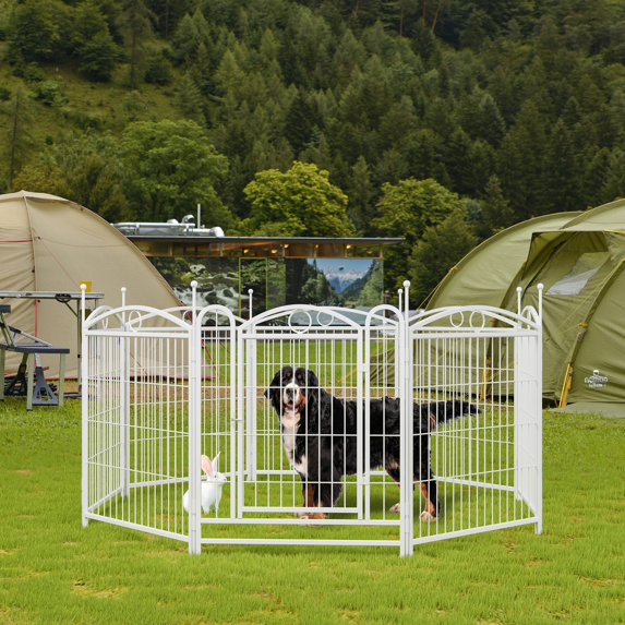 ZephyPaws Heavy Duty Dog Playpen 32in Height,Indoor Outdoor Pet Fence Enclosure for Medium and Small Dogs,Foldable Puppy Exercise Pen for Indoor and RV Camping or Yard (8 Panels,White)