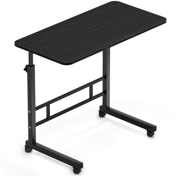 ZephyPaws Height Adjustable Sofa Side C Shape TableRemovable P2 15MM Chipboard & Steel Side Table with Baffle Black