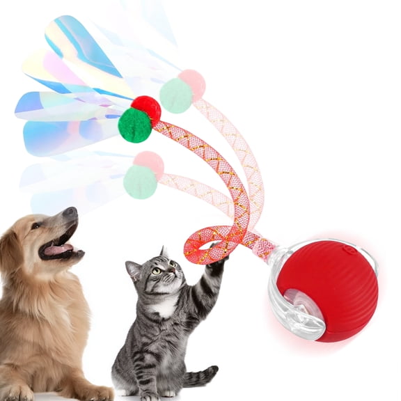 ZephyPaws Interactive Cat Toys for Indoor Cats,Generation Agile Moving Cat Ball with Elastic Mesh Tail,Automatic Kitten Toys for Bored Indoor Cats,Motion Activated (Red)
