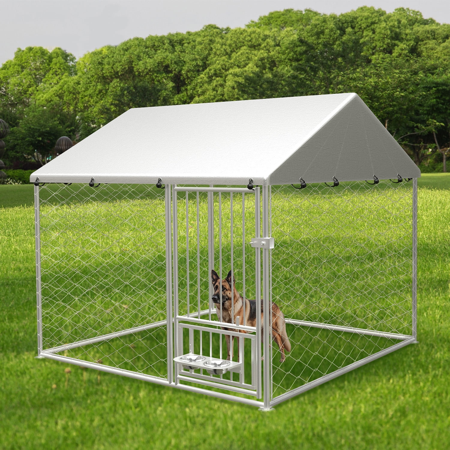ZephyPaws Large Outdoor Dog Enclosure,Heavy Duty Dog Cage with Roof ...