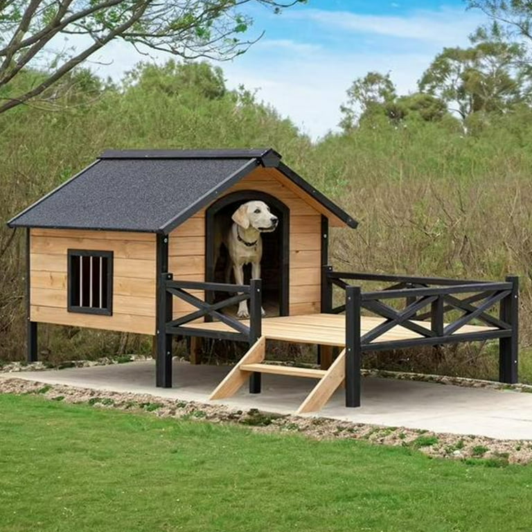 ZephyPaws Large Outdoor Dog House,67in Extreme Outback Log Cabin - Main Image