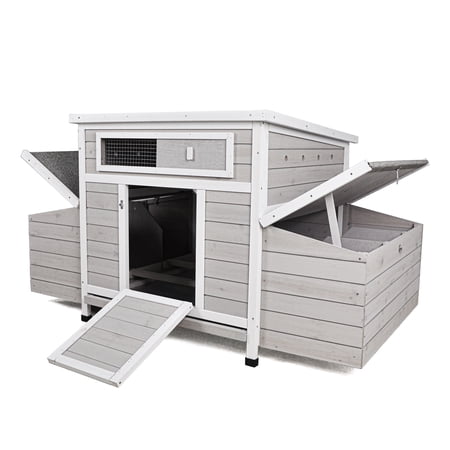 ZephyPaws Large Wooden Chicken Coop for 6-8 Chickens, Outdoor Hen House with 2 Nesting Boxes & Waterproof Base, Poultry Cage for Hens, Ducks, Rabbits – Predator-Proof, Ventilated Design