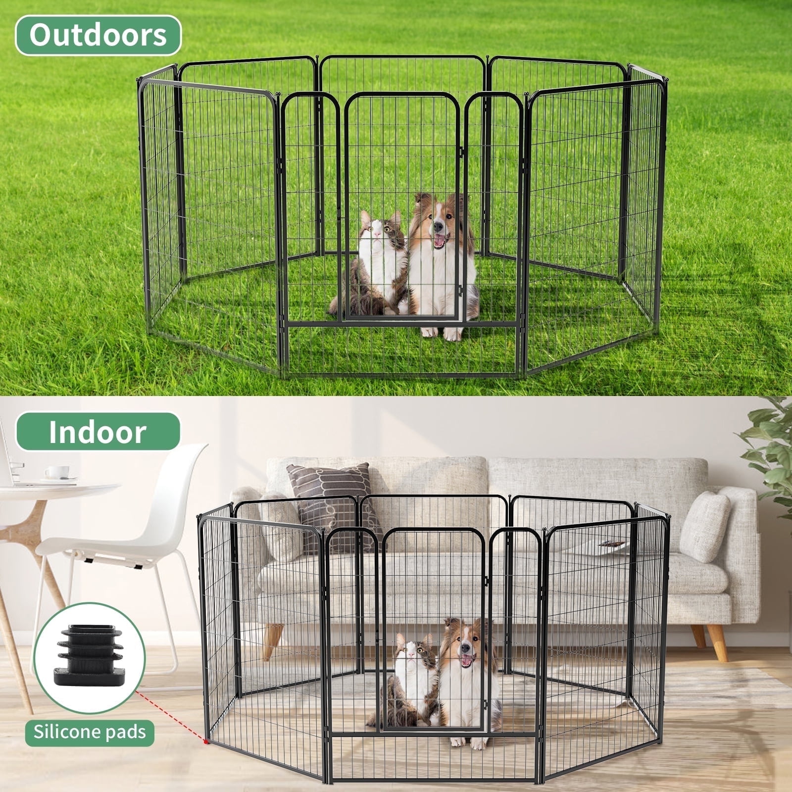 Vibrant Life 8 Panel Indoor Outdoor Pet Exercise Play Pen with Door 18 H Walmart