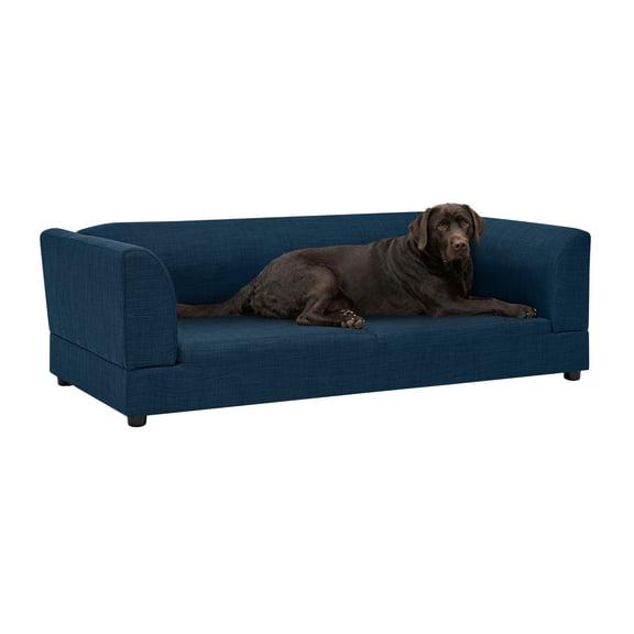 ZephyPaws Oversized Dog Sofa Couch for Medium/Large Dogs with Backrest and Armrest,57" Memory Foam Dog Sofa Bed,Modern Elevated Pet Couch Bed with Legs,Dark Blue
