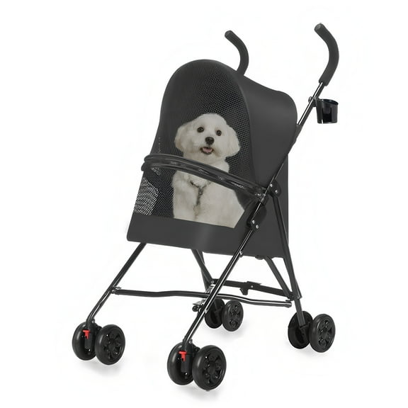 ZephyPaws Pet Stroller,4 Wheels Pet Stroller Cart for Medium/Small Dogs and Cats,Foldable Cat Jogger/Dog Stroller,Breathable Mesh,All-Season Pet Carrier,Black