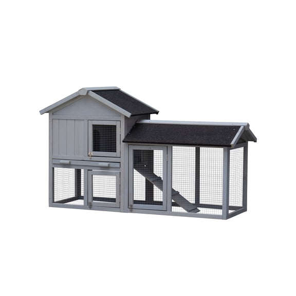 ZephyPaws Rabbit Hutch Outdoor Bunny Cage Indoor,Extensible Chicken Coop with Large Run Space - No Leak Plastic Tray