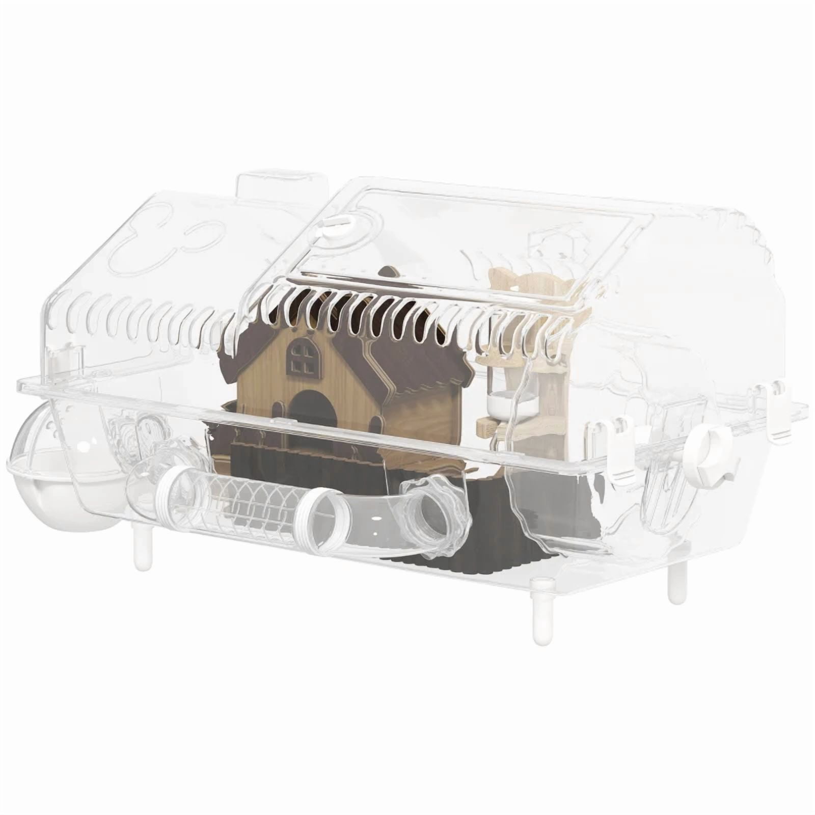 ZephyPaws Small Animal Habitat Cage with Villa Courtyard Design,Hamster Cage with Deep Base for Burrowing, 22 inch Guinea Pig Clear Cage for Dwarf Hamsters,Gerbils,Mice