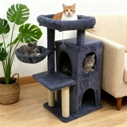 ZephyPaws Tall Cat Tree Tower for Indoor Cat, 35in Multiple-Level Cat Condo with 2 Caves, Cat Scratching Posts,Perches,Dark Gray