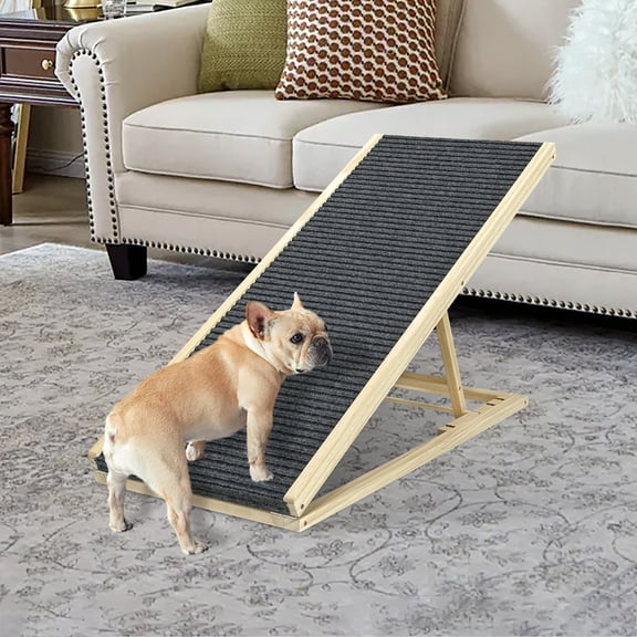 ZephyPaws UPGRADED Dog Ramp for Bed, Car & Couch, 16" Extra Wide Adjustable Pet Ramp for Small Dogs up to 80lbs, Non-Slip Rubber Surface & High-Traction Carpet, Foldable & Portable for Easy Storage