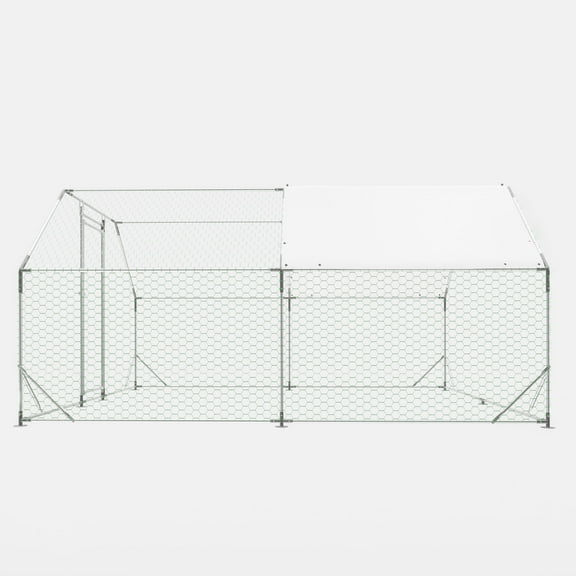 ZephyPaws Upgraded Chicken Coop Run with 1.26" Metal Tube,Large Walk-in Poultry Cage for Outdoor Yard Farm with Galvanized Netting and Waterproof Roof Cover,13x10x6.4FT