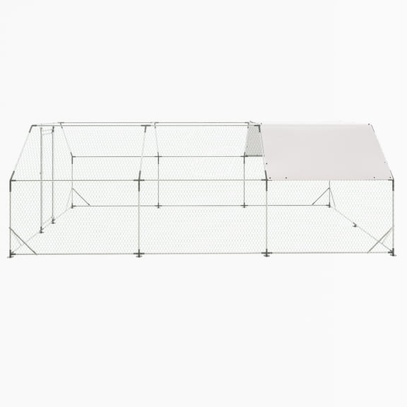 ZephyPaws Upgraded Chicken Coop Run with 1.26" Metal Tube,Large Walk-in Poultry Cage for Outdoor Yard Farm with Galvanized Netting and Waterproof Roof Cover,20x10x6.4FT