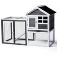thumbnail image 1 of ZephyPaws Wooden Rabbit & Chicken Hutch with Pull Out Upper Tray, 2-Story Outdoor Gray, 1 of 8