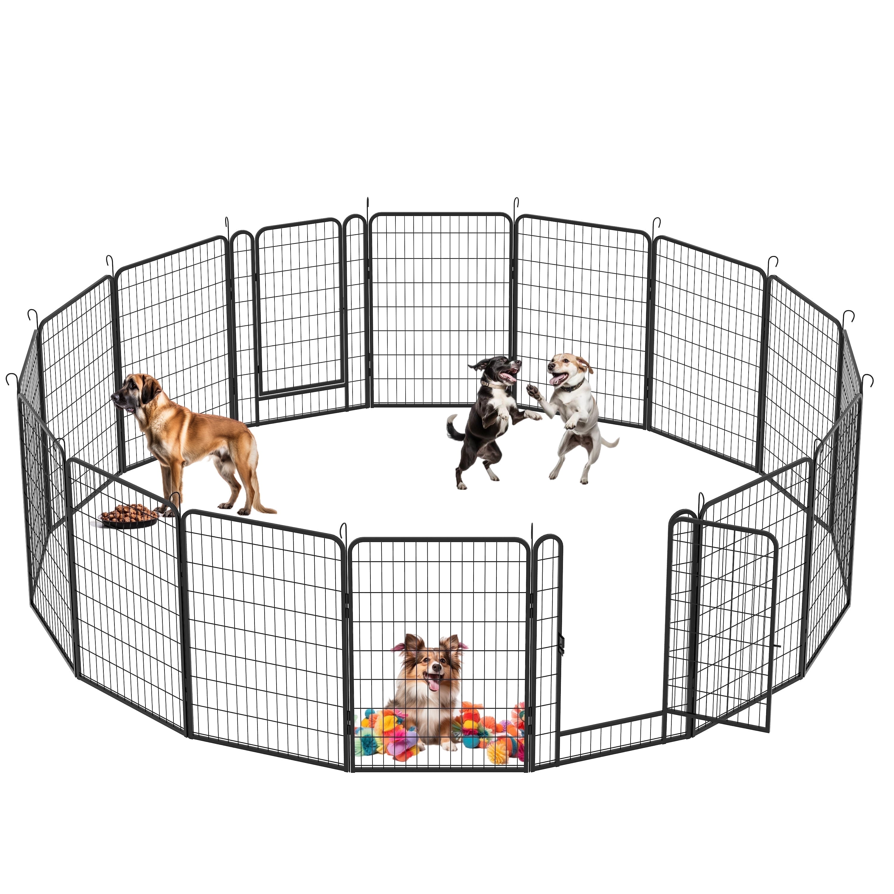 KAAYEE 16 Panels Pet Playpen with Door,39.37"H Heavy Duty Metal Dog Fence for Outdoor