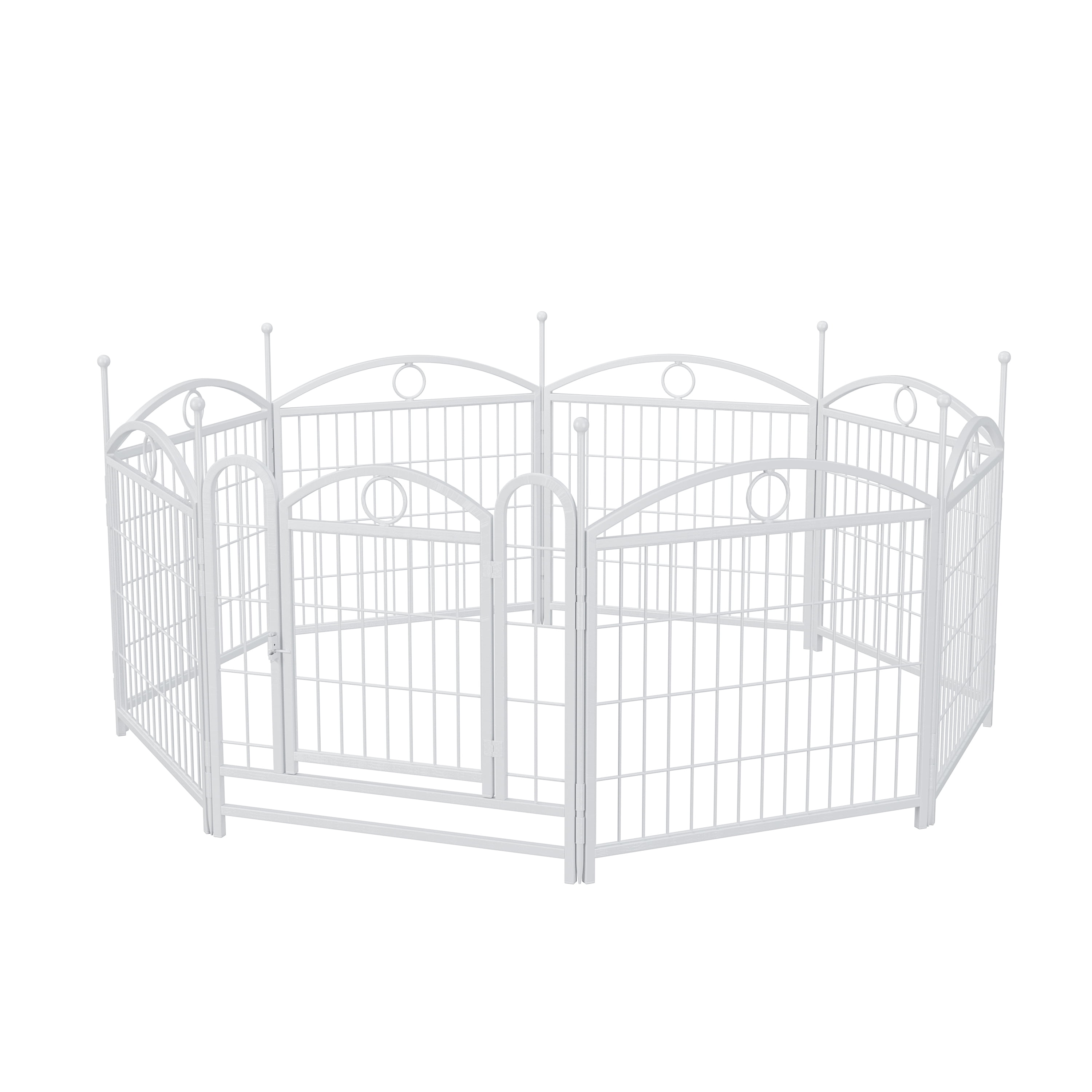Zephypaws 24" Dog Playpen, 8-Panel Foldable Metal Exercise Pen with Door – Indoor/Outdoor Heavy Duty Puppy Fence, Portable Pet Playpen for Small, Medium & Large Dogs, White