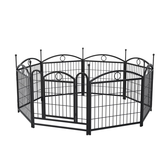 Zephypaws 24" Dog Playpen, 8-Panel Foldable Metal Exercise Pen with Door – Indoor/Outdoor Heavy Duty Puppy Fence, Portable Pet Playpen for Small, Medium & Large Dogs, Black