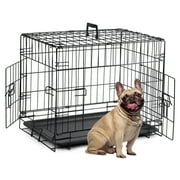 Zephypaws 24 inch Dog Crate Foldable Collapsible Dog Kennel with Plastic Tray and 2 Door Black