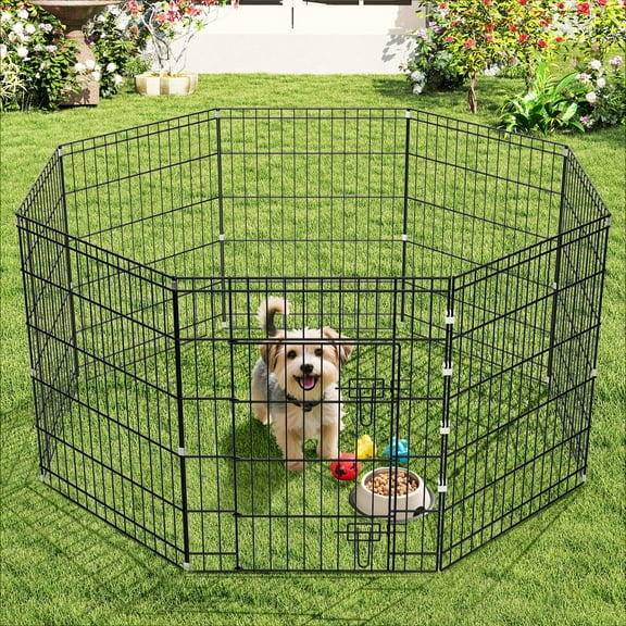 Zephypaws 30" H Foldable Dog Playpen Fence, Puppy Play Pen for Indoor&Outdoor Use, 8 Panels Wire Pet Pens