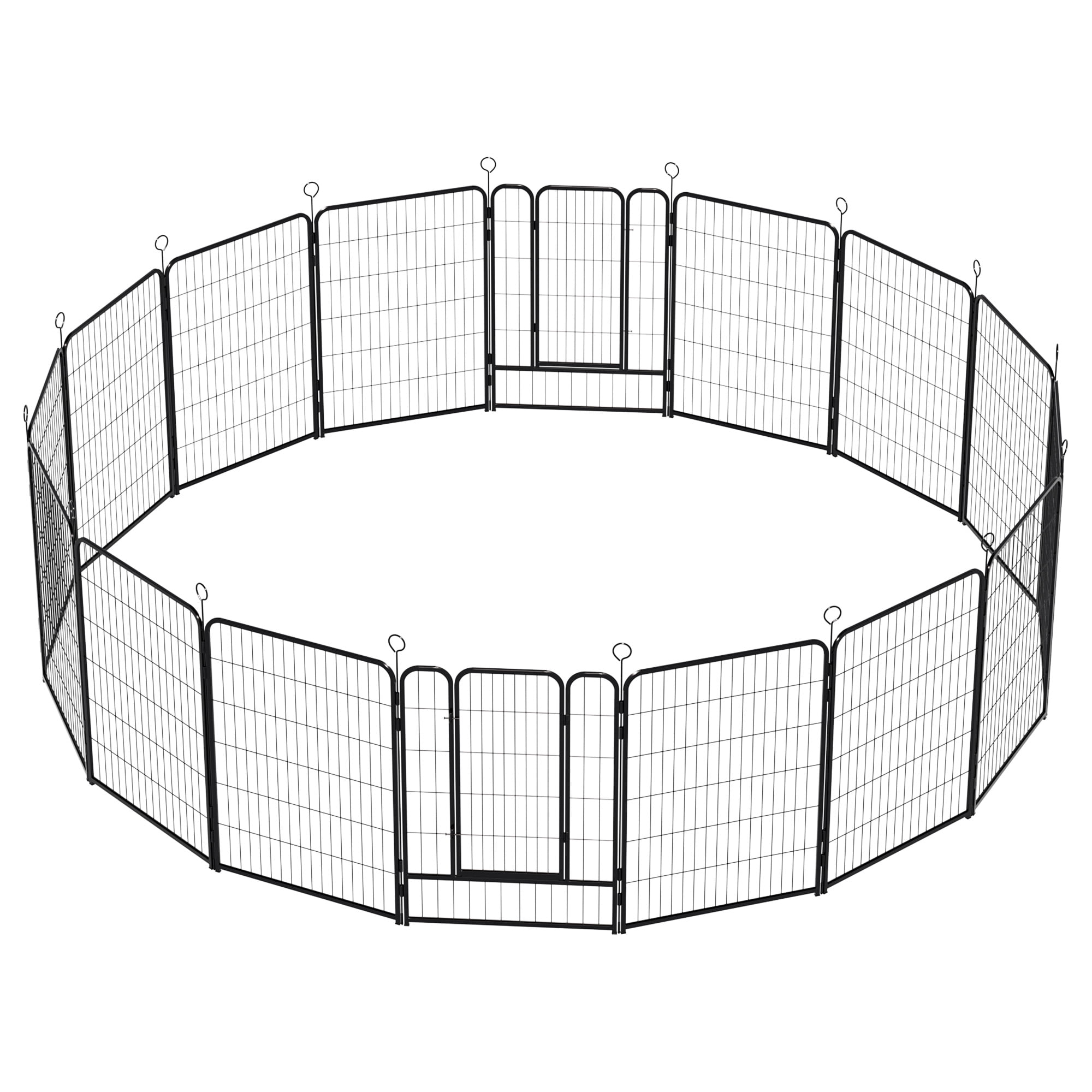 Zephypaws 40" Extra Tall 16-Panel Heavy Duty Metal Pet Playpen with Self-Locking Gate, Indoor Outdoor Exercise Fence for Large Pets, Black