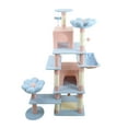 thumbnail image 1 of Zephypaws 71" Cat Tree Tower for Indoor Cats, Flower Design with Large Condo, Hammock & Removable Cushions, Blue & Pink, 1 of 9