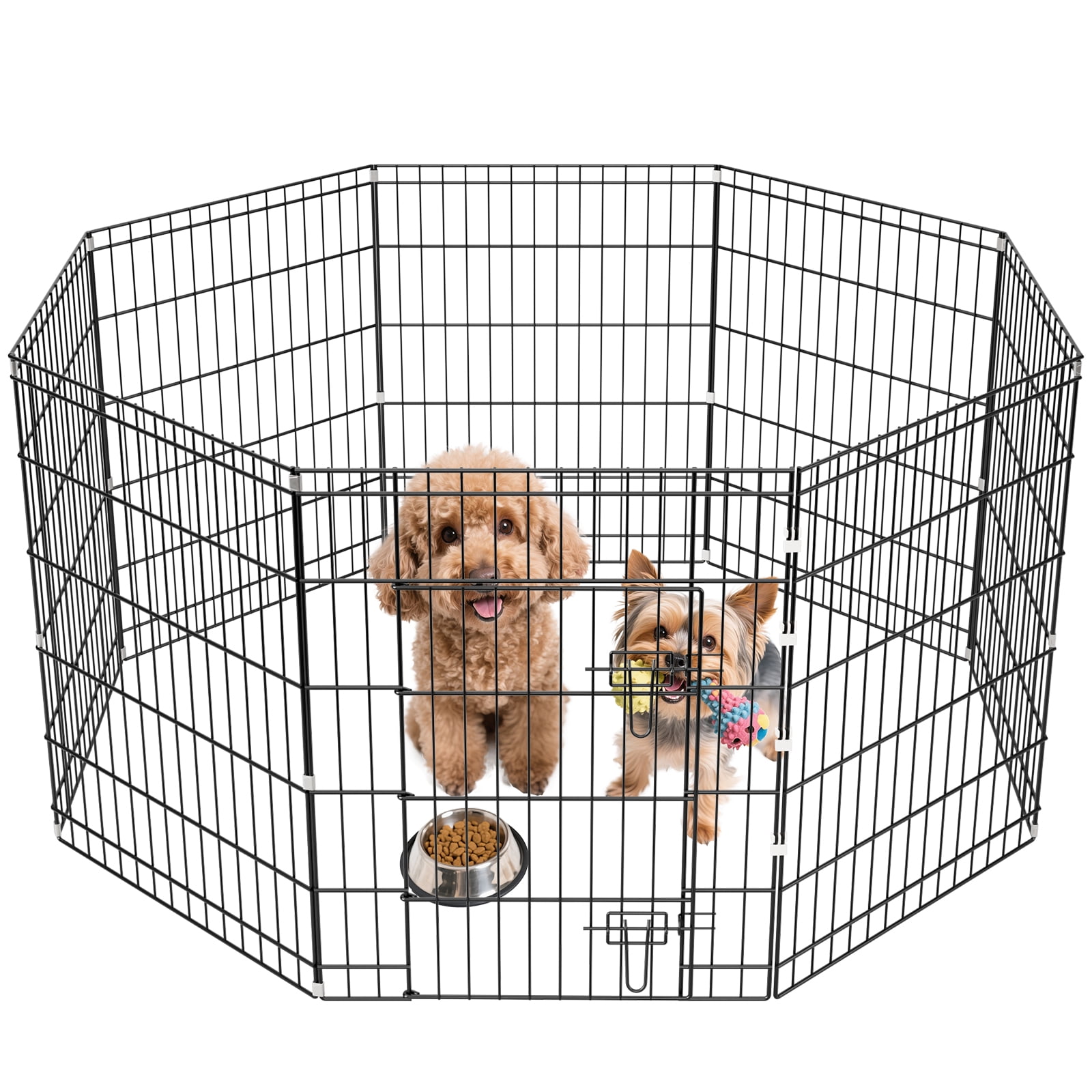 Zephypaws 8-Panel 30" High Dog Playpen with Lockable Door, Foldable Pet Fence Exercise Pen for Small to Medium Dogs, Portable Metal Wire Puppy Playpen for Indoor and Outdoor Use