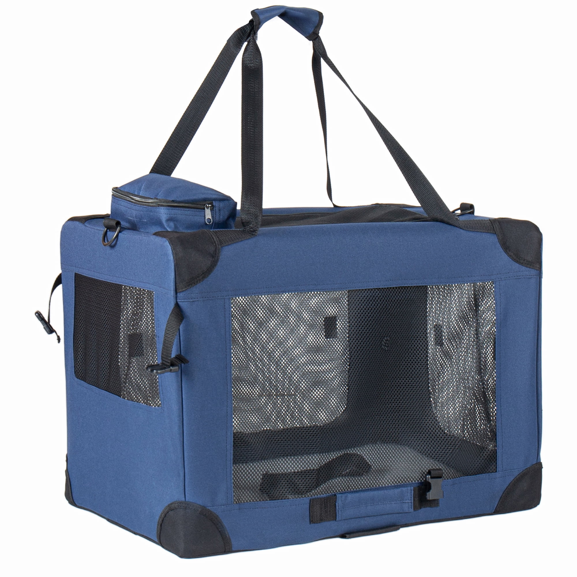 Zephypaws  Portable Dog Crate,40"x27"x27" Collapsible Dog Travel Crate for Medium/Large Dogs with Soft Blanket,Foldable Bowl & Poop Bag Dispenser,Indoor & Outdoor Use,Blue