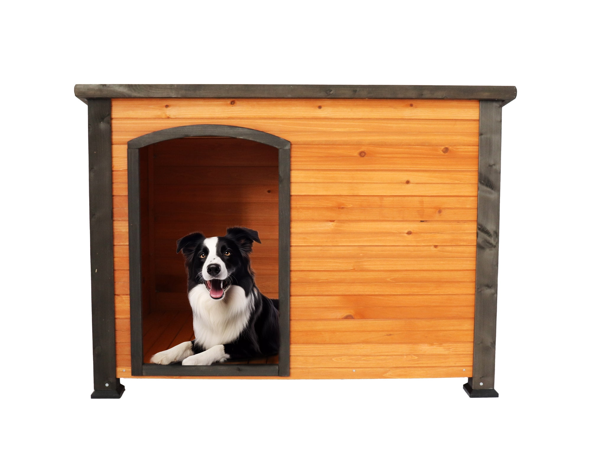 Zephypaws Wooden Kennel Large Dog House with Elevated Feet, Outdoor & Indoor Yellow