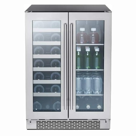 Zephyr - Presrv 24 in. 21-Bottle Wine and 64-Can Beverage Cooler - Stainless Steel/Glass