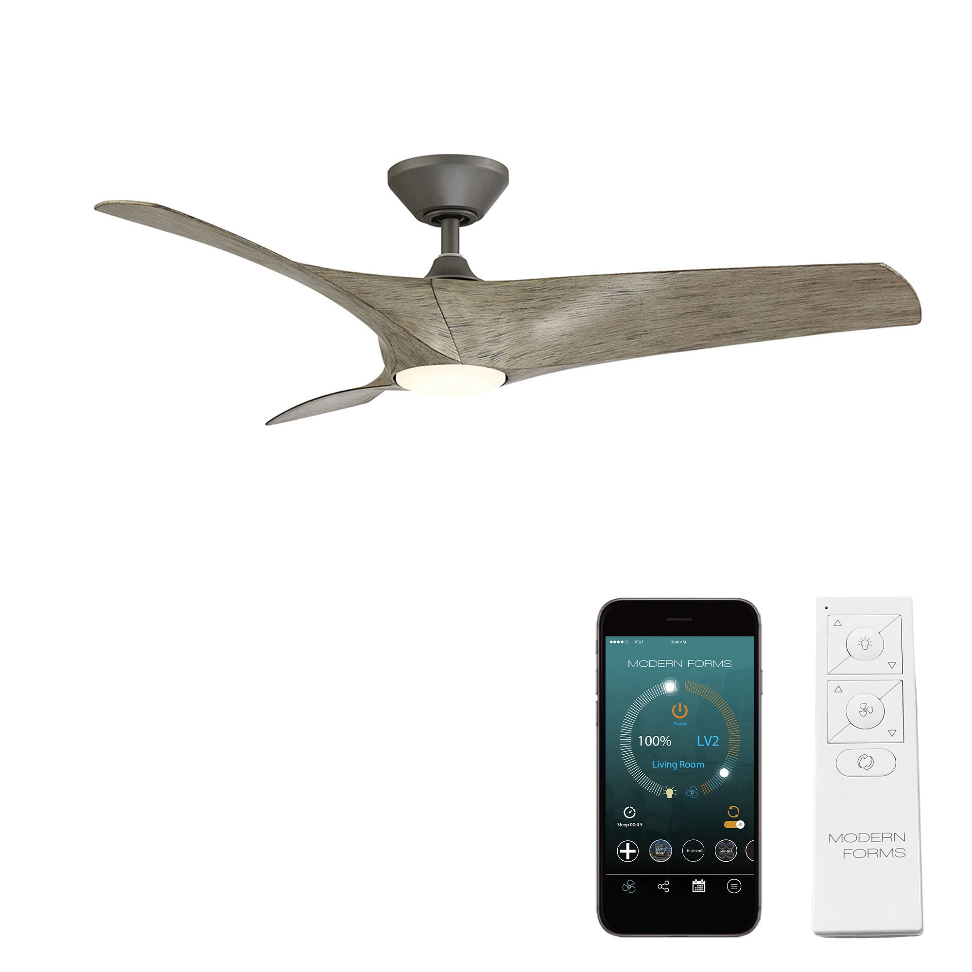 Zephyr 52" Graphite and Weathered Wood Smart Ceiling Fan with LED Light and Remote