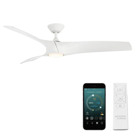 Zephyr 62" Matte White Dimmable LED Smart Ceiling Fan with Remote Control