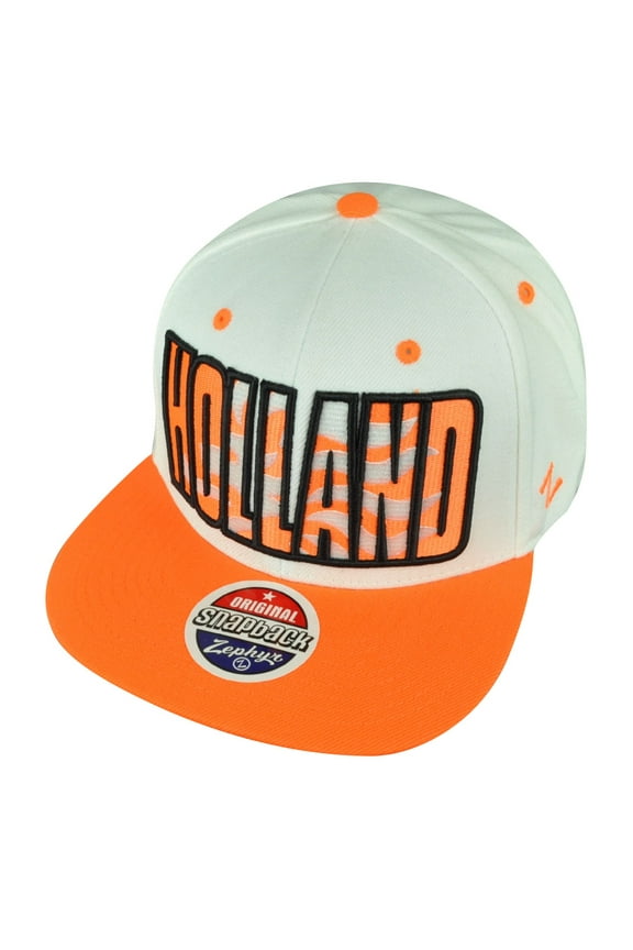 Holland Netherlands Adjustable Snapback White Backdrop Villain Hat Cap